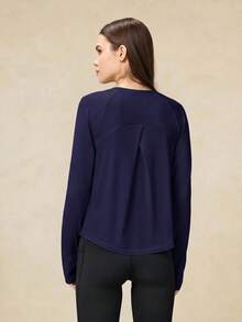 OutZeal 女款戶外運動健身上衣 UV 防曬涼感交叉褶皺長袖 T-shirt 夏季款 - 紫色 - 查看 8