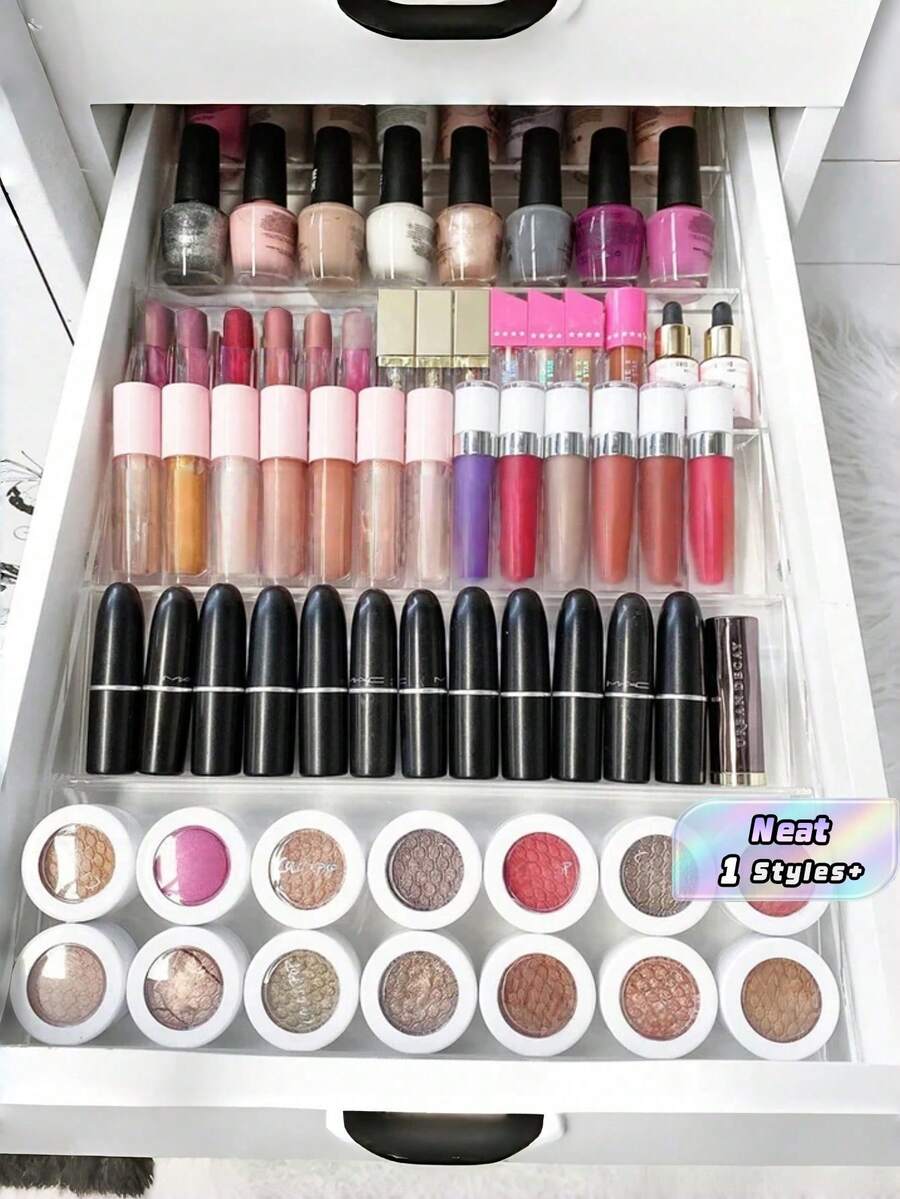 1pc/1set(4pcs) Acrylics Multi-Functions Drawers Makeup Organizers Boxes, Vanity & Kitchen Countertops Storage Racks, For Cosmetics, Perfumes, Spice Jars, Seasonings, Ideal For Bedrooms, Bathrooms, Kitchens, Vanity, Dressers Drawers Organizations Sets