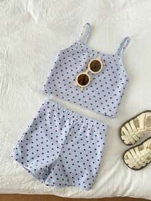 DAZY Young Girl Summer Beach All-Over Print Tankini And Shorts Two-Piece Swimsuit Set - Blue - View 1