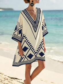 SHEIN Holidaya 度假風戶外旅行日常百搭通勤商務職場優雅休閒女裝洋裝 - 彩色 - 查看 4