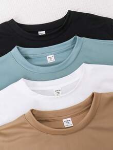 SHEIN 青少年男孩字母印花T恤短褲套裝 - 彩色 - 查看 6