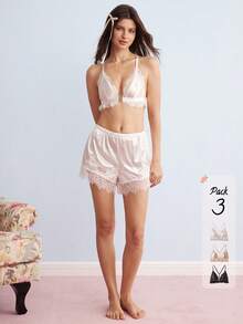 Elorette 3件組極簡日常美背蕾絲前扣女款胸罩 - 彩色 - 查看 7