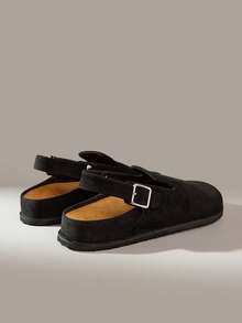 Solecia Women's Vintage-Style Buckle-Fastened, Comfortable, Versatile, Simple-Design Outerwear Flat Mule Slippers. - Normal black - View 4