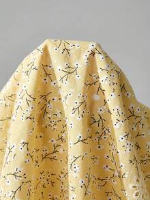 Comfylo Ditsy Floral 3/4 Sleeve Patchwork Tiered Maxi Dress Plus Size - Yellow - View 9
