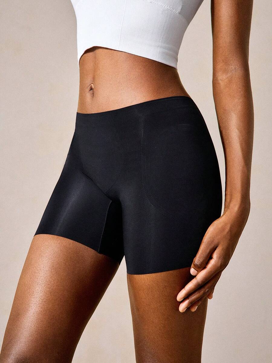 Veilyse Seamless Padded Hip Enhancing Shapewear Briefs For Women, Icy Silk Thin Panties With Fixed Water-Drop Foam Pads - Black - View 1