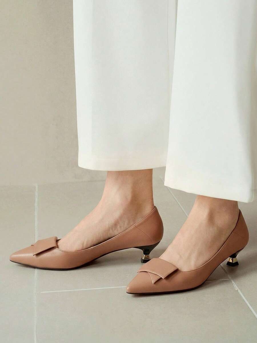 Alvarani Women's High-Heeled Shoes With Thin Heels And Pointed Toe, Versatile Professional Work Shoes, Ankle Height, Spring And Autumn New Style, Elegant, Women Pumps,Elegant,Kitten Heels - Khaki - View 1