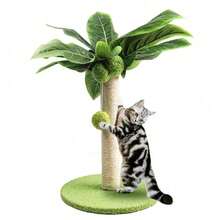 Kitten Scratching Post, Cute Leaf-Shaped Design, With Sisal Rope, Indoor Cat Scratching Tree, Pet Supplies - Coffee Brown - View 7