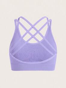 Slayform Minimalist Solid Color Seamless High Elasticity Sports Bra - Lilac Purple - View 4