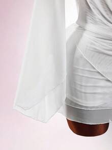 Amplova Women's Sexy 2 Pieces Set Suitable For Party Club Night Out, Bra Top And Dress, Summer/ White - White - View 11