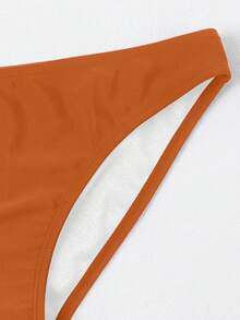 Swim Basics Solid Color Beach Vacation Swimwear Bottoms - Khaki - View 4
