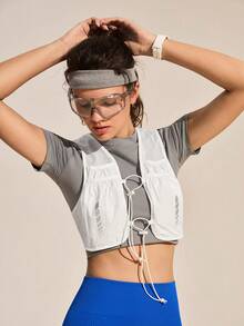 Exploreva Áo vest ngắn ngoài trời có dây rút điều chỉnh được - trắng - Xem 6