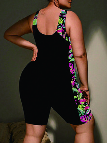 Swim Lushoire Plus Size Spaghetti Strap Printed One-Piece Swimsuit - Multicolor - View 2