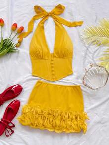 Soleia Spring/Summer New Back To School Casual Vacation Western Beach Wedding Guest Outfit Graduation Brunch Women's Clothing St. Patrick's Day Spring Break - Yellow - View 5