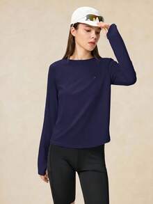 OutZeal 女款戶外運動健身上衣 UV 防曬涼感交叉褶皺長袖 T-shirt 夏季款 - 紫色 - 查看 7