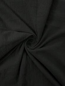 Easowa 圓領斜口袋刺繡對比飾邊無袖A字短洋裝，100%可追溯棉舒適面料，休閒隨性優雅通勤老錢風度假春夏季女裝短裙 - 黑色 - 查看 7