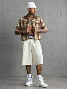AXEPEAK Men's Solid Color Casual Streetwear Versatile Daily Wear Vacation Shorts White - Beige - View 7