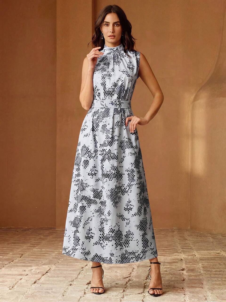 Women's Elegant Asymmetrical Polka Dot Print Dress, Summer