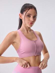 Loungeista EMUPER 3pcs Seamless Front Zipper Women Casual Sports Bras, Hollow Breathable Racerback Fitness Yoga Sports Underwear - Multicolor - View 6