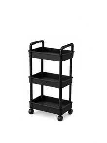 1 pieza Carrito de utilidad con ruedas de 3 niveles con asa - Estantes de almacenamiento móviles para organización de cocina & baño, Carrito de aperitivos móvil con estante de drenaje, Organizador de piso multifuncional para fiesta & lavandería - Multicolor - Ver 8