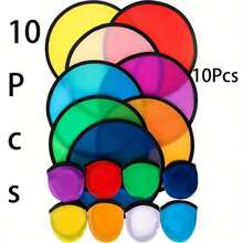 10Pcs Foldable Pocket Flying Discs, Portable Outdoor Beach Flying Toys, Holiday Party Gift Supplies - Multicolor - View 4