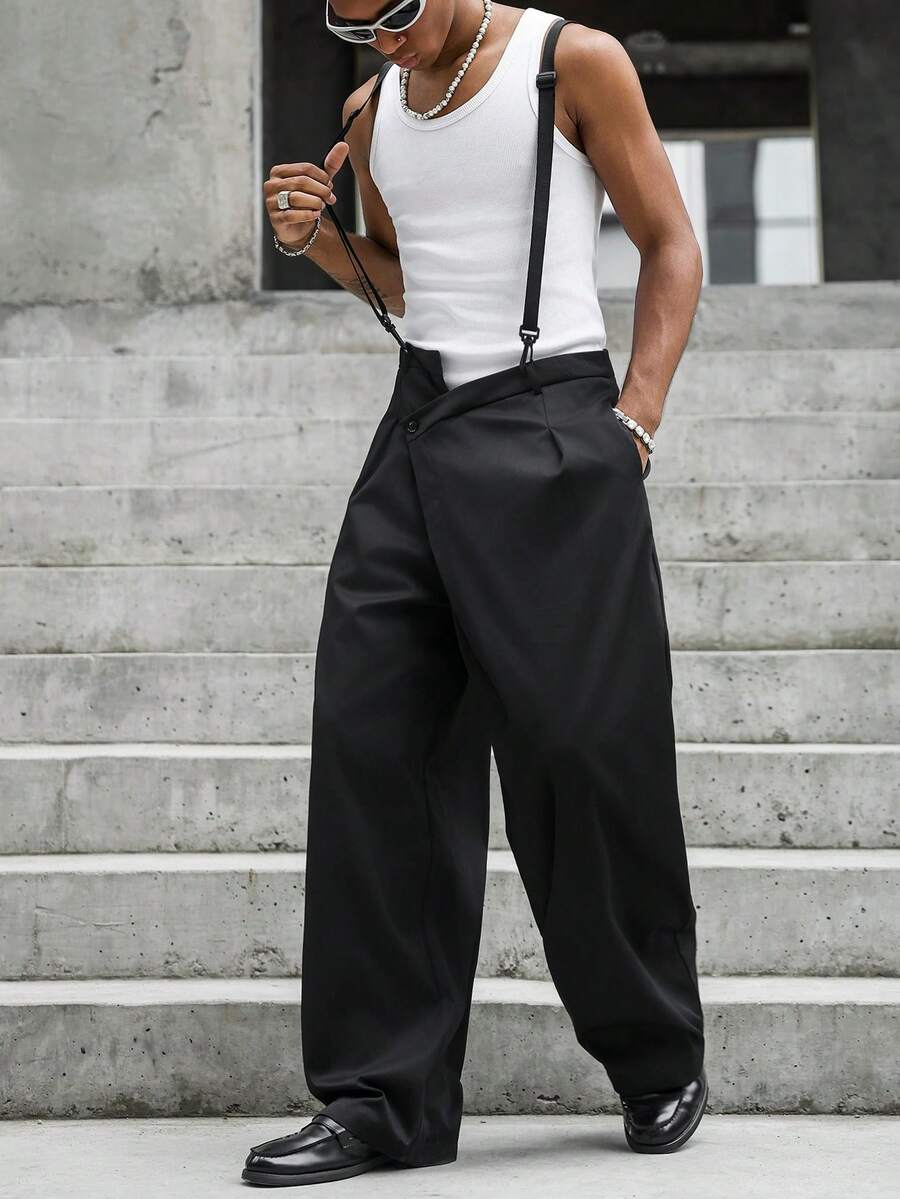 Major Grit Men's Fashion Commuter Solid Color Overalls - Black - View 1