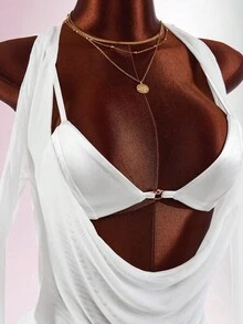 Amplova Women's Sexy 2 Pieces Set Suitable For Party Club Night Out, Bra Top And Dress, Summer/ White - White - View 3