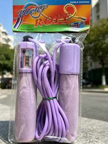 Counting Jump Rope Rubber Cord Digital Counter Adjustable Length Sponge Handle Non Slip Lightweight For Home Gym Cardio Fitness Workout Exercise - Purple - View 4