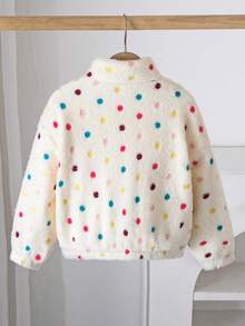 Emery Rose Kids Emery Rose Kids 女童波點圖案長袖前開拉鍊抓絨冬季外套 - 白色 - 查看 5