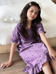 Dazy Kids 青少年女孩日常舒适秋季家居服 - 紫色 - 查看 6