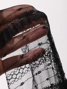 DAZY Solid Color Mesh One-Piece Swimsuit For Vacation Beach Summer - Black - View 6