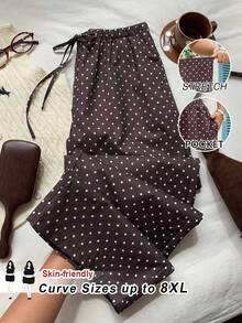 SHEIN CURVE+ 大码女式休闲裤，适合日常通勤、约会、聚会、秋冬夏季、圣诞节、新年、感恩节、派对、婚礼、海滩、毕业典礼等场合，时尚优雅，休闲百搭，适合外出、约会、预约等场合。 - 彩色 - 查看 10
