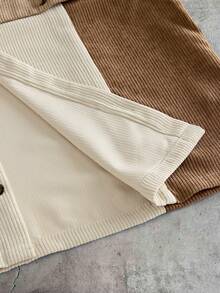 AXEPEAK Men's Colorblock Short Sleeve Single-Breasted Casual Shirt - Khaki - View 4