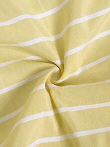 Sunnyshic Plus Size Women's Vacation Striped Bandeau Top And Wide Leg Pants 2pcs Set - Yellow - View 4