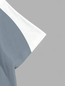 Lornexis 男士休閒條紋拼接藍灰色 H Logo T恤套裝，包含 T恤與短褲 - 黑色 - 查看 3
