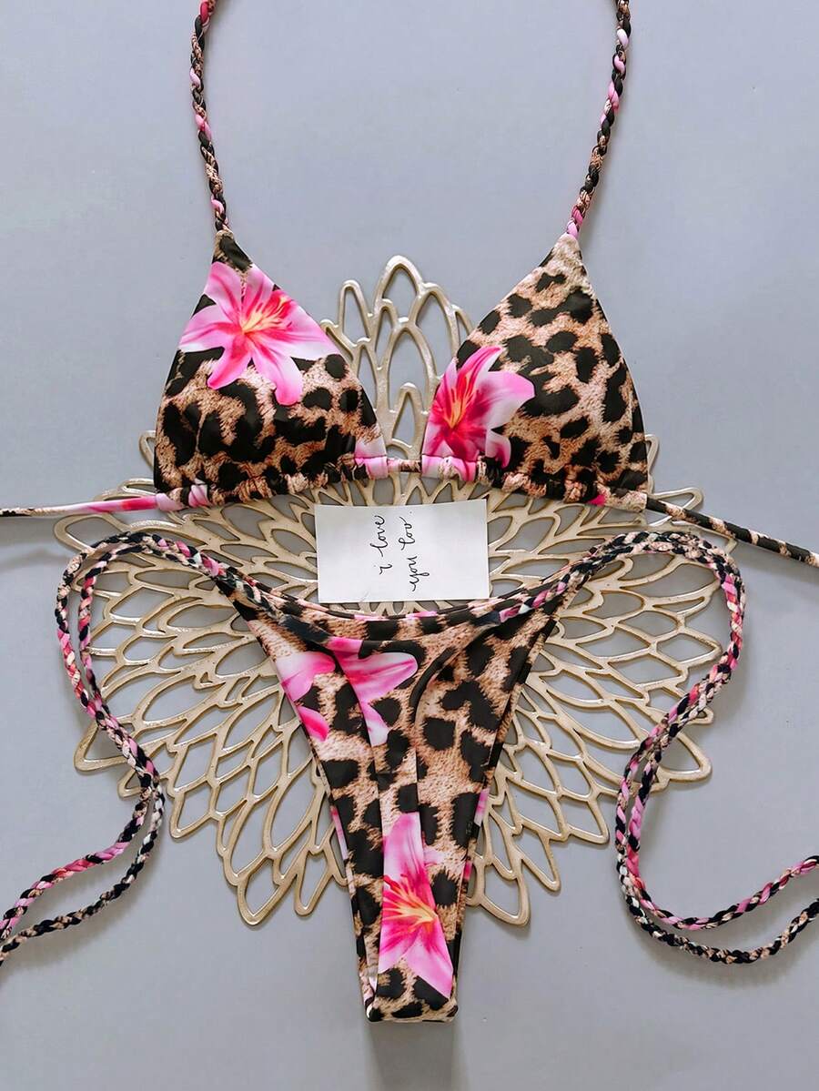 Swim SXY 女款兩件式分體比基尼,印花性感比基尼泳衣,適合海灘與度假 - 彩色 - 查看 1