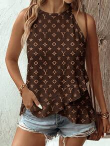 Selamara Camiseta de tirantes para mujer de talla grande, nueva y de gran para primavera/verano, con diseño de volantes en el bajo y estampado floral vintage, casual y versátil - Multicolor - Ver 3