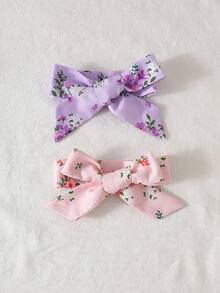SHEIN Vintaside Kids 女嬰四件套夏季花卉印花細肩帶連身裙 雙層荷葉邊裙襬 - 彩色 - 查看 4