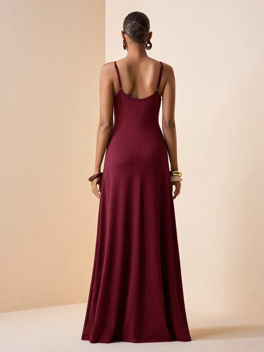 Zivah 2026 Spring/Summer Music Festival Easter St. Patrick's Day Valentine's Day Western Minimalist Bohemian Casual Vacation Burgundy Dress - Burgundy - View 1