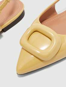 CUCCOO BIZCHIC Women's Spring And Summer Fashion And Charming Pointed Buckle Yellow PU Material Flat Shoes, Suitable For Travel, Commuting, Parties And Gatherings - Yellow - View 9