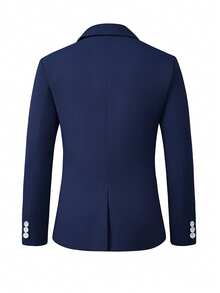 Manfinity Mode Men's Navy Blue Minimalist Suit Blazer, Ceremony - Navy Blue - View 2
