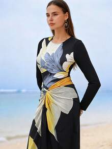 Swim Mulvari Swim Shayni 夏季海灘女款一件式泳衣套裝阿拉伯風服飾 - 黑色 - 查看 4