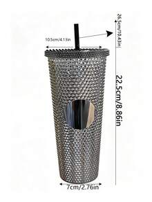 Vaso de plástico con pajita para durian de gran capacidad de 710ML con recubrimiento gradiente, elegante y con estilo, muy apreciado por muchas personas. - Plateado - Ver 3