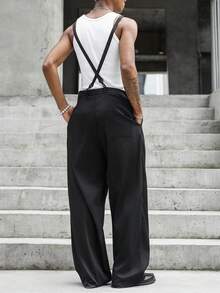 Major Grit Men's Fashion Commuter Solid Color Overalls - Black - View 2
