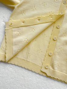 Tween Girl Soft Comfortable Kids Versatile Cream/Pale Yellow Long Sleeve Cardigan , Suitable For Spring/Autumn/Winter - Yellow - View 7