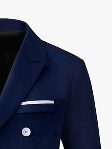 Manfinity Mode Men's Navy Blue Minimalist Suit Blazer, Ceremony - Navy Blue - View 4