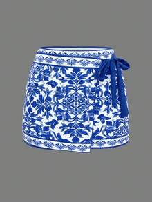 Swim Oasis Traje de baño de una pieza sexy 2026 nuevo, conjunto de 2 piezas de vestido de playa impreso de poliéster para vacaciones - azul real - Ver 5