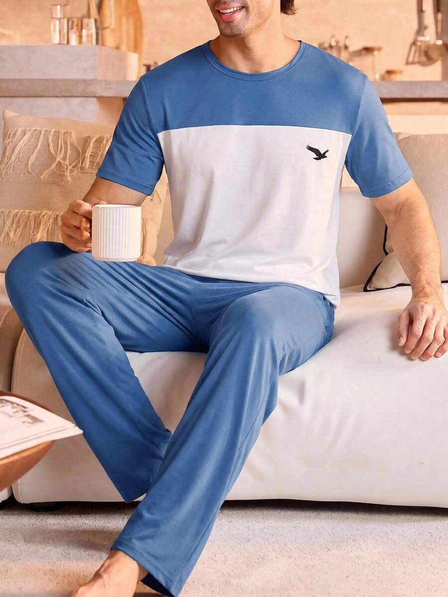 Manfinity Underwear&Sleepwear Basics 休閒基礎款男士居家服套裝 - 彩色 - 查看 1