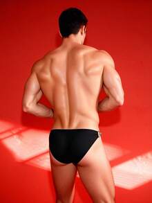DSELFIQUE Bañador briefs de hombre con detalle de argolla, bañador briefs de nado sólido - Negro - Ver 4