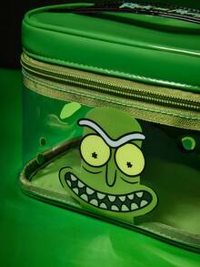 Rick and Morty X SHEIN 1個卡通印花透明PVC大容量托特化妝包，適合存放化妝品、文具、日常用品、數位產品，是通勤、上學和旅行的理想選擇，適合女性、男性、學生，特別是粉絲、小黃瓜、Cos、科學實驗室 - 彩色 - 查看 6