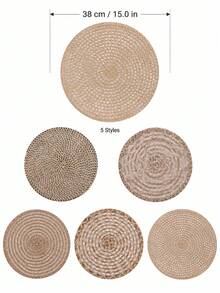 Haus Hana 1PC/5PCS Round Woven Heat Resistant Table Trivet, Natural Jute Pot Holder & Hot Dish Mat, Boho Dining Table Decor For Plates, Coffee Cups, Kitchen, Restaurant, Dinner Party, Holiday, Wedding, Housewarming Gift & Table Placemat - Multicolor - View 4